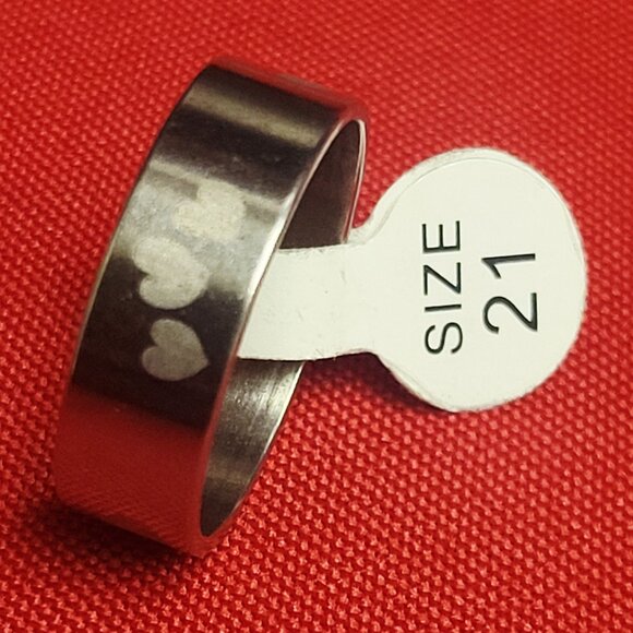 Stainless Steel Hearts Ring Size 21 Silver Tone Unisex - Picture 5 of 12